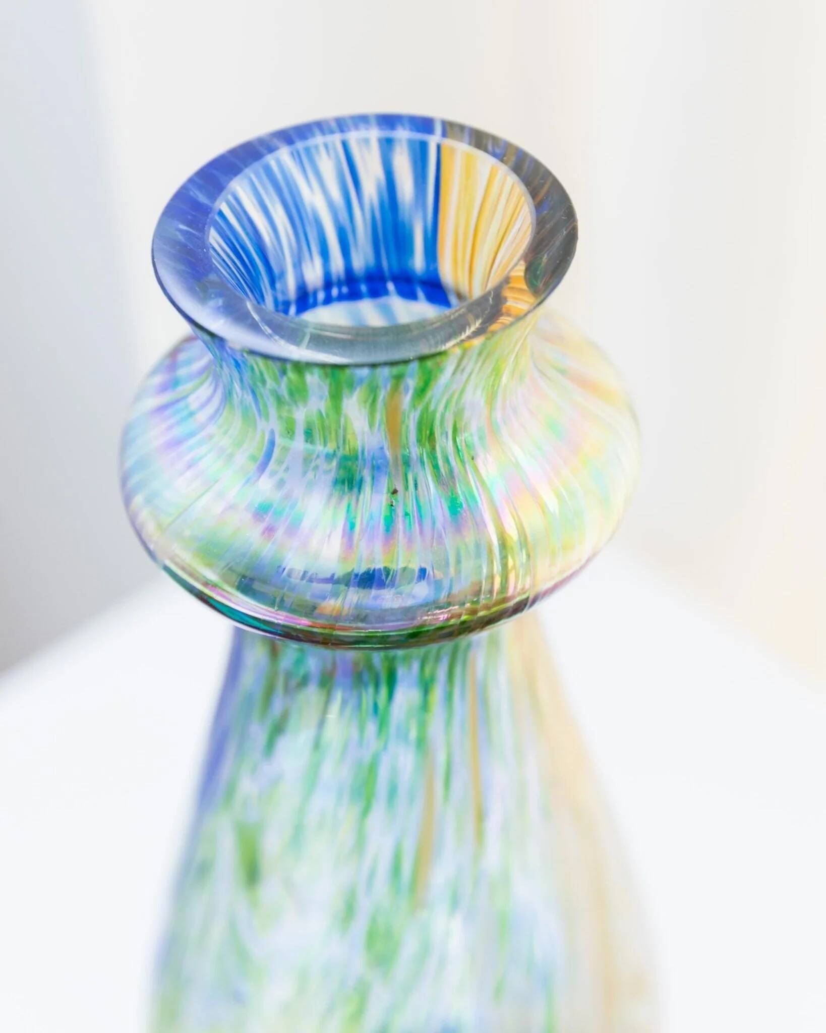 Large Vintage Murano Glass Vase in Multicolor Iridescent Pastel Glass – Italian Art Glass, 1970s