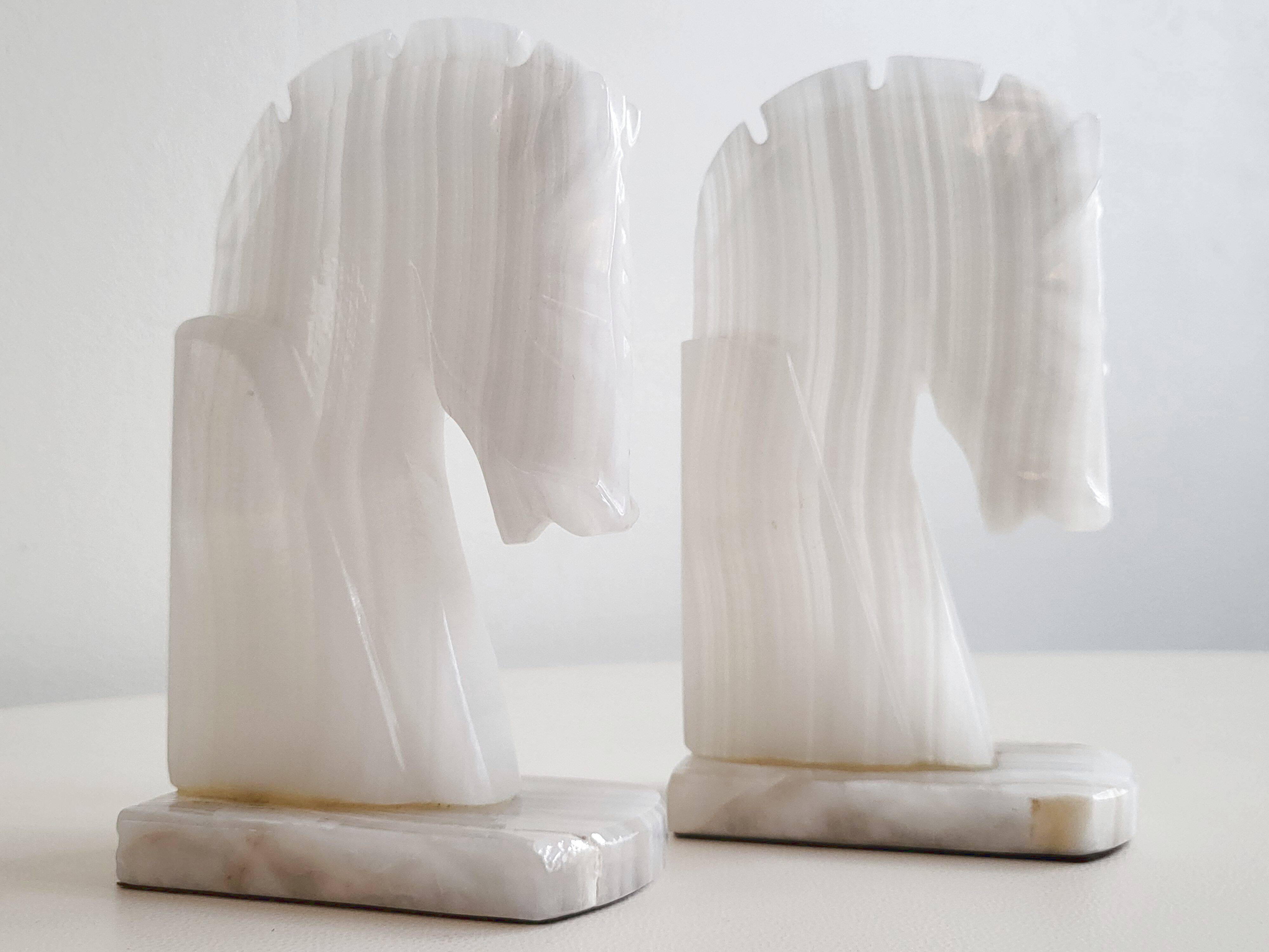 Pair of onyx horse bookends 1970