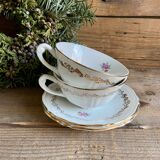 Duo of vintage floral cups