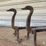Pair of zoomorphic swan andirons 1970