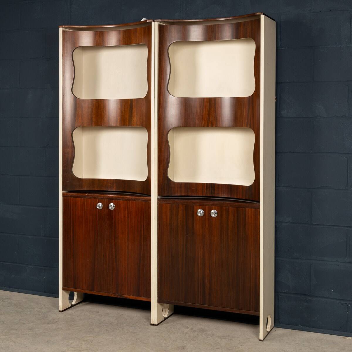 20thC ITALIAN STANDING DRY BAR IN HARDWOOD & CREAM LAMINATE c.1970