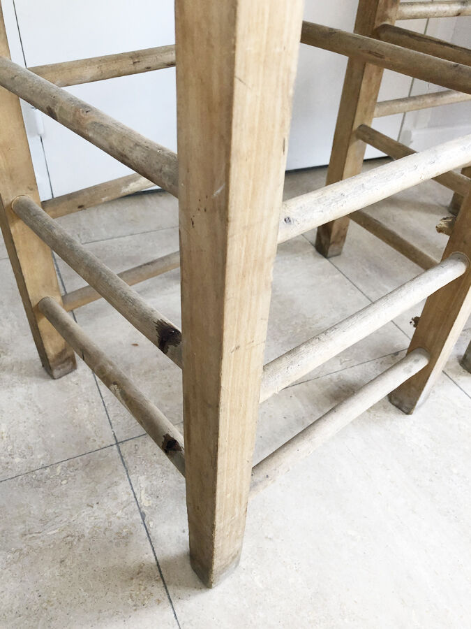 Pair of straw bar stools, 1970