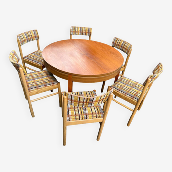 Table + 6 chaises baumann vintage 1970