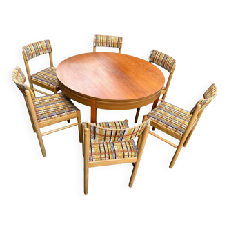 Table + 6 chaises baumann vintage 1970