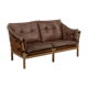 Vintage scandinavian oak & leather 2-seater Safari sofa, 1960s