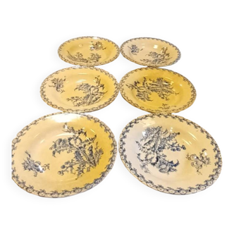 Set of 6 deep plates from Gien "chardons"