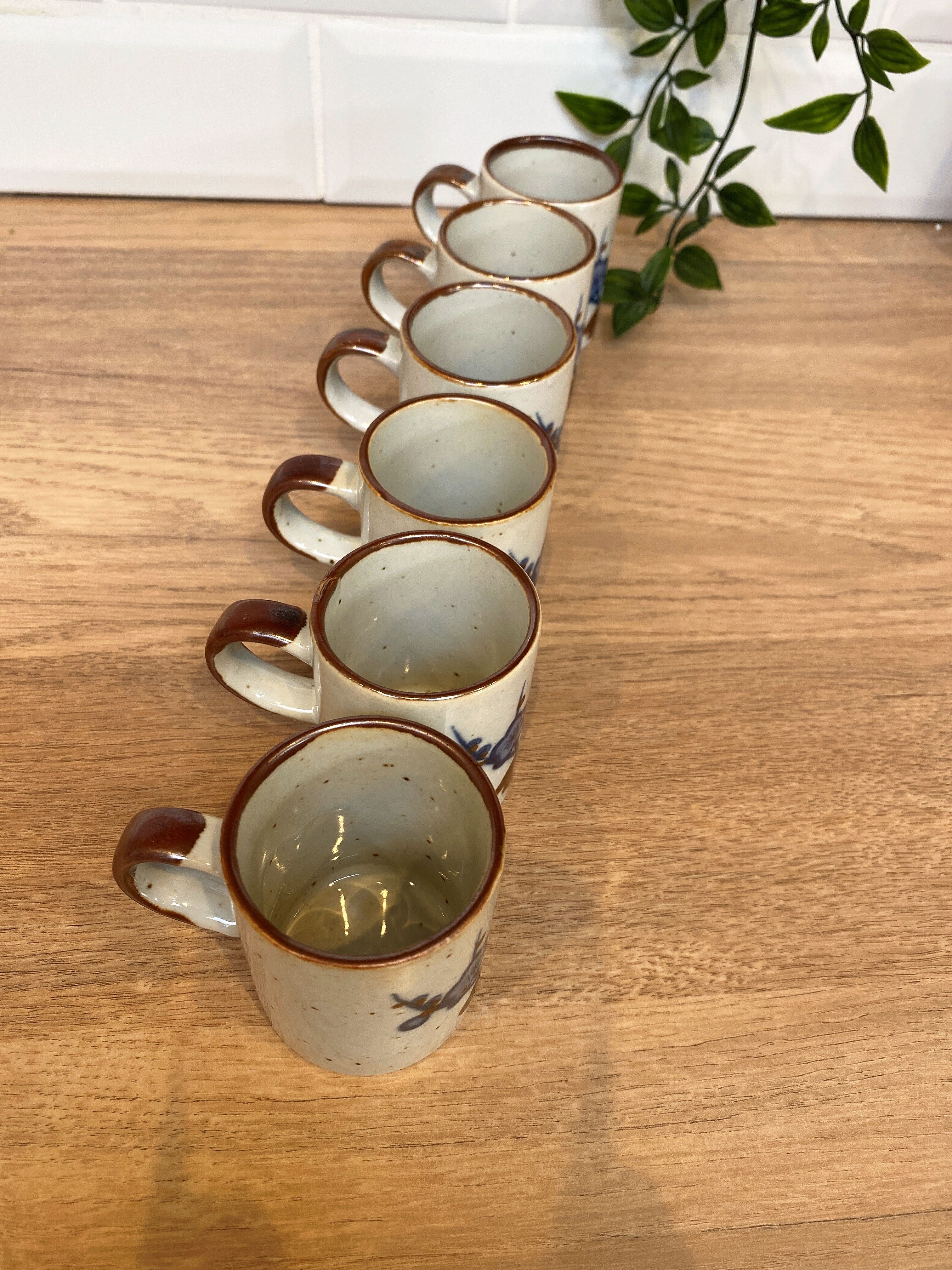 Set of 6 stoneware coffee cups