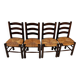 Set of 4 French Pine and Rush Dining Chairs, 1960s