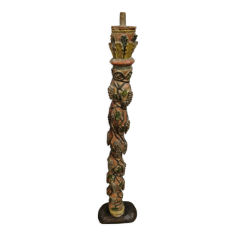 Colonne en bois sculpté avec décor de raisin, France 1900s