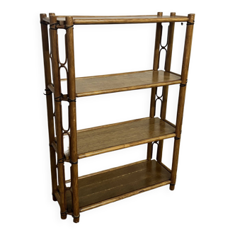 Bamboo and wood bookcase shelf, 1960