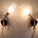 Double wall lights in gold metal and glass tulip - 60s/70s