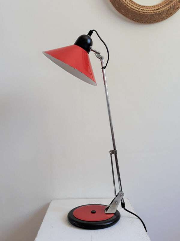 Lampe vintage Aluminor rouge