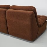 Vintage Brown German 3-seat Modular Design Sofa Boucle, 1970s