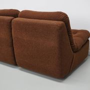 Vintage German brown boucle modular 3-seater sofa, 1970s.