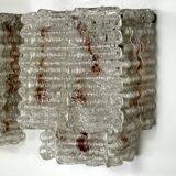 Set of four large wall lamps in murano glass elements by Poliarte. Italy 1970s