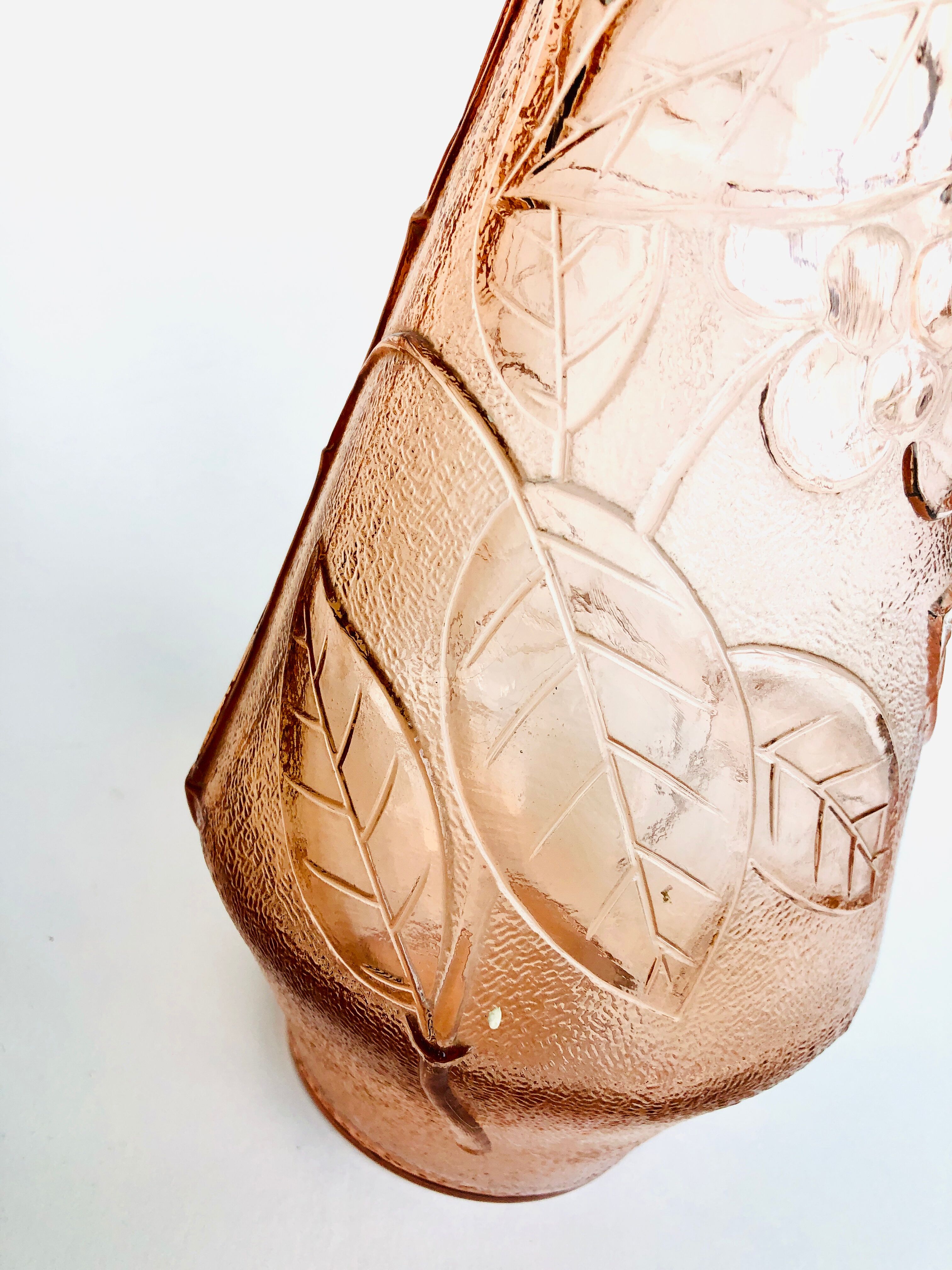 Old pink Empoli glass decanter 1960