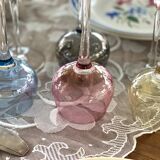 7 vintage iridescent foot glasses