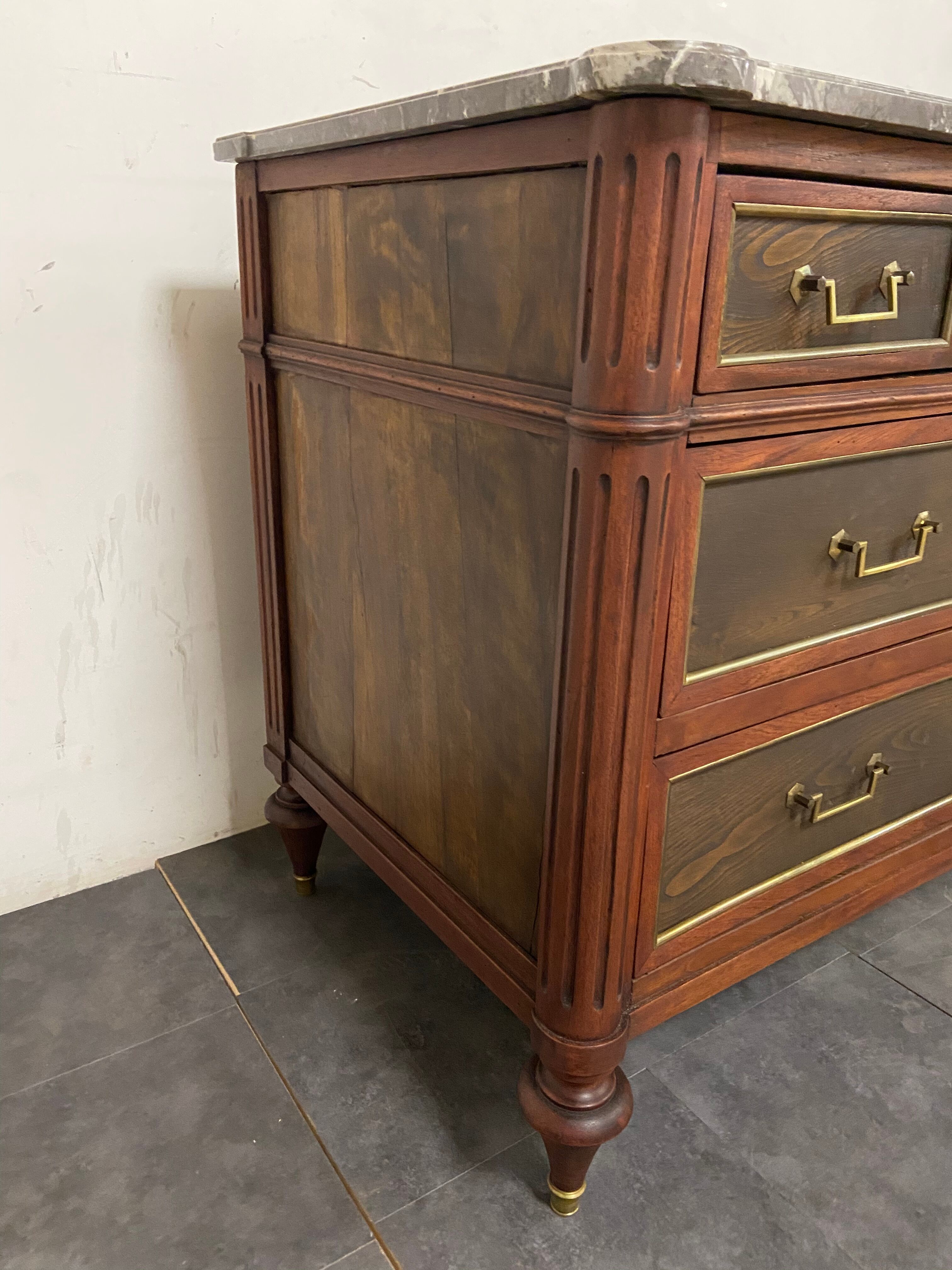 Chest of drawers Louis XVI XIX marble