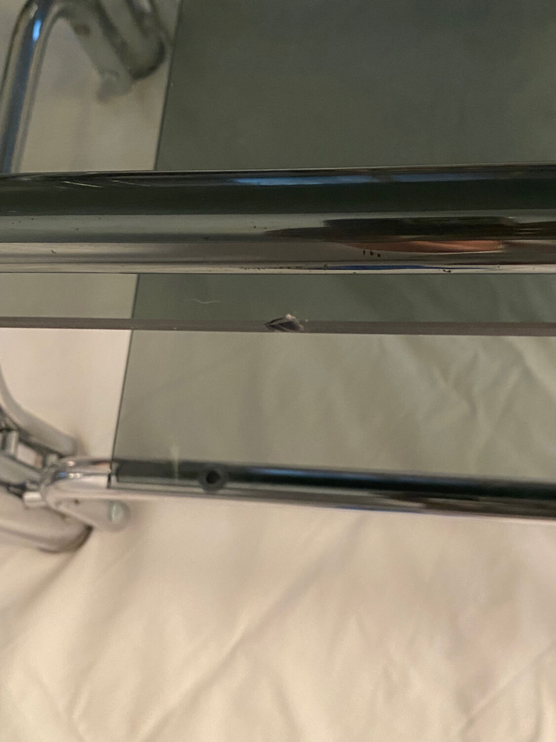 Console smoked glasses, chrome structure, 70s