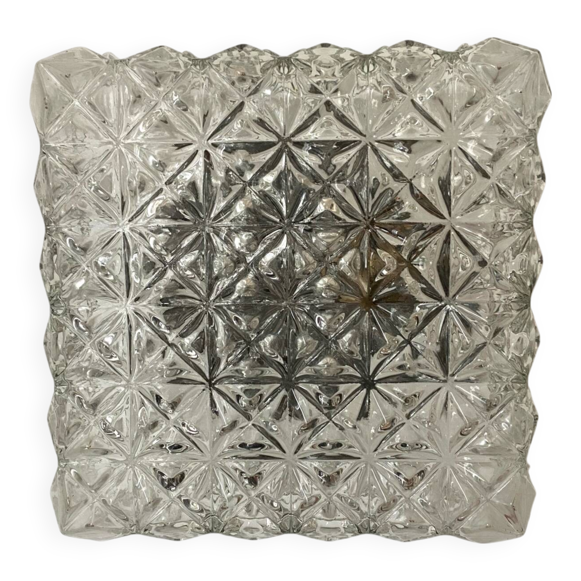 Vintage square molded glass ceiling light