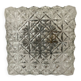 Vintage square molded glass ceiling light