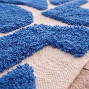 Authentic traditional white and blue Berber rug 2/3 m