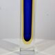 MURANO Flavio Poli Soliflore ou Vase carré vintage en Verre Bleu et Jaune