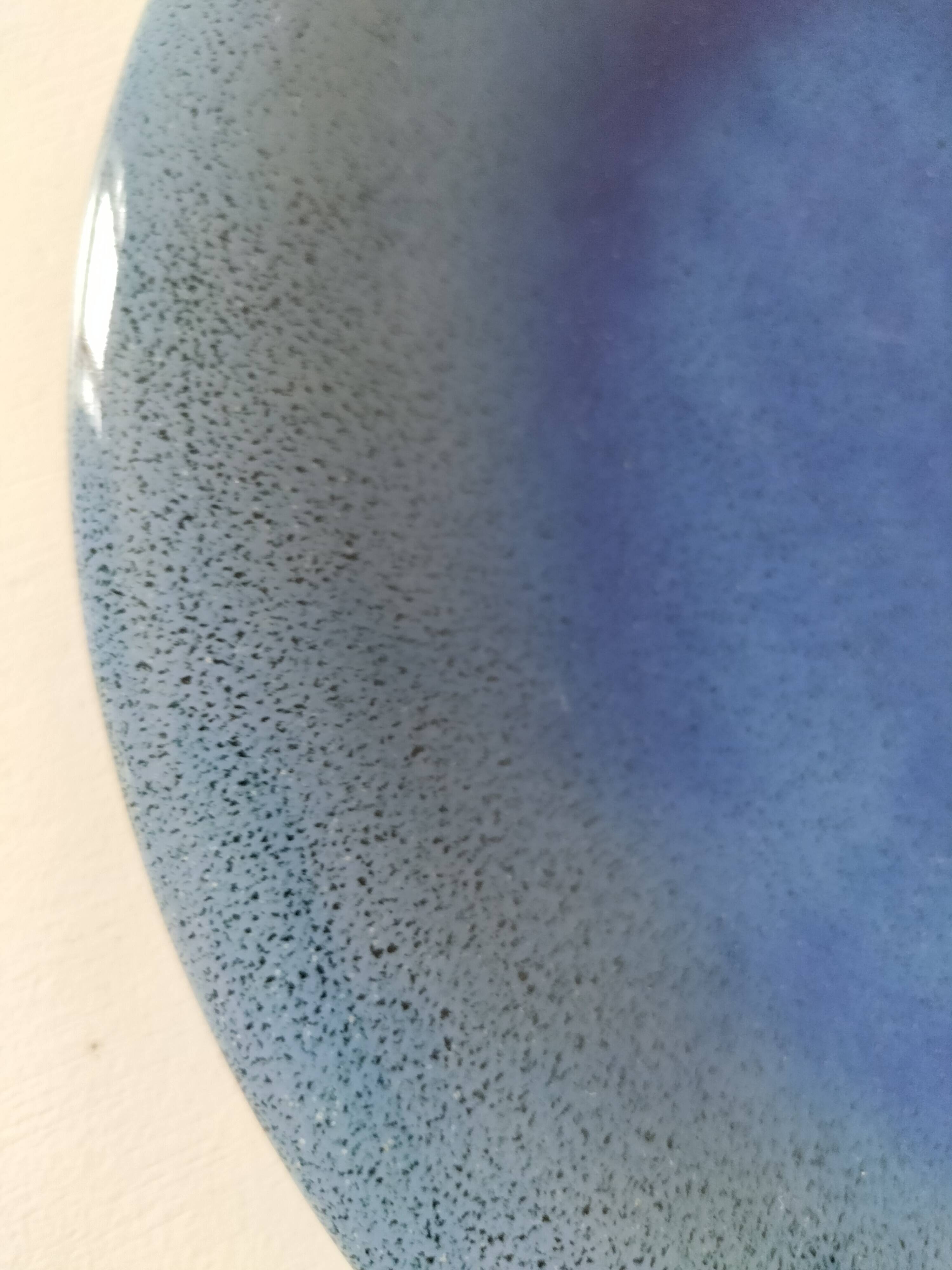 6 assiettes en grès émaillé – bleu cobalt & turquoise