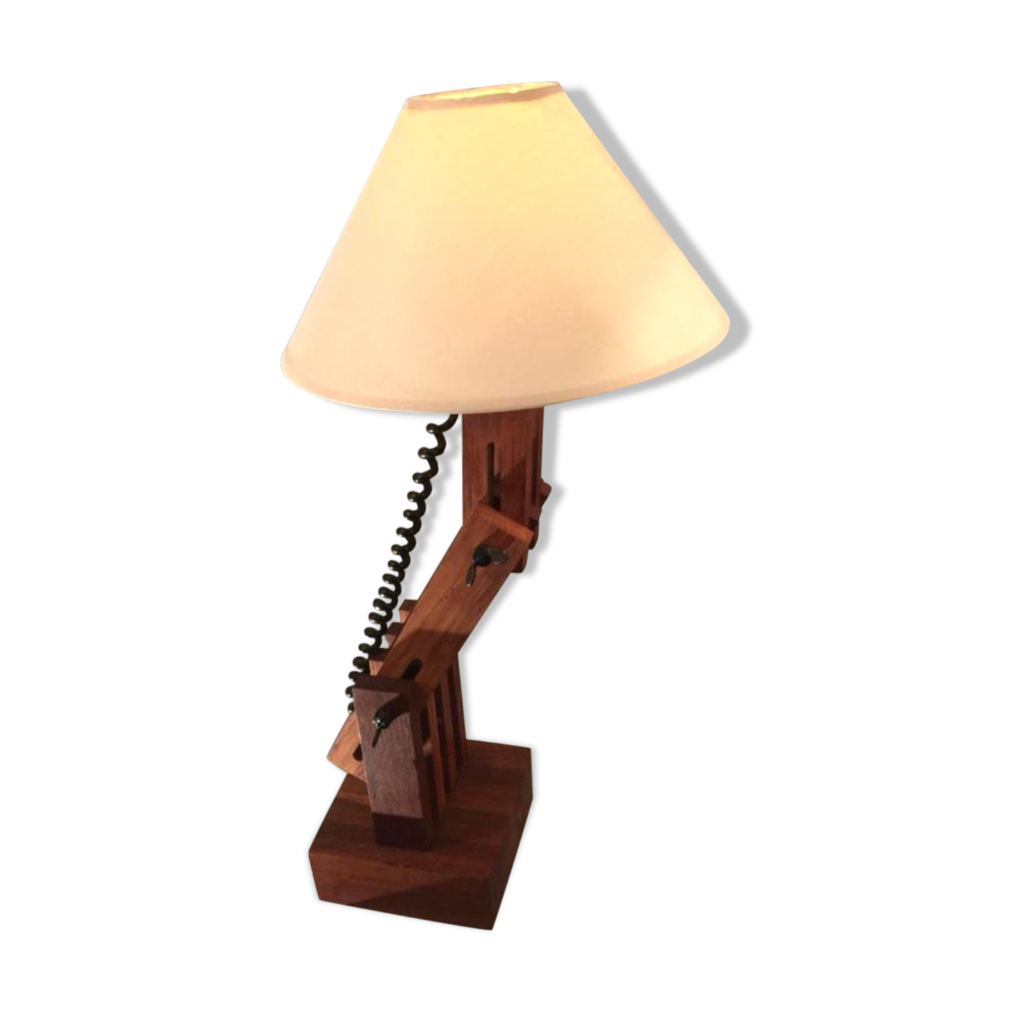 Daniel Pigeon's solid oak articulated lamp