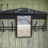Art deco wrought iron wall coat rack