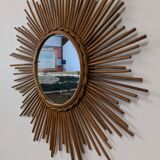 XL rattan sun mirror from the 50s/60s