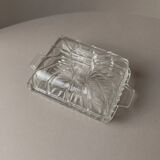 Clear glass butter dish, vintage Art Deco, 1940s Italy - timeless tableware