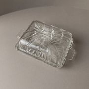 Clear glass butter dish, vintage Art Deco, 1940s Italy - timeless tableware
