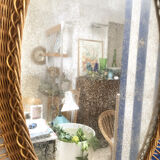 Mirror rattan oval XXL, 1960