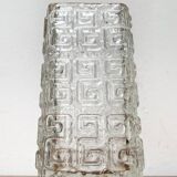 Large Finnish glass block vase from the mid-century by Tamara Aladin for Riihimäki, 1960s.