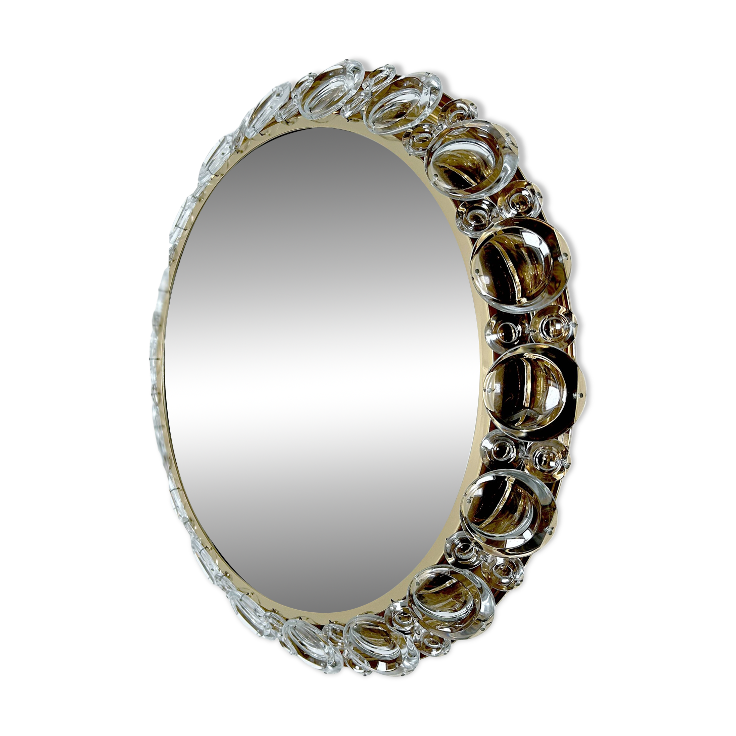 Large Vintage Luxury Crystal Brass Witch Mirror