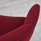 1960s, Danish 2-seater curved sofa, original red furniture fabric.