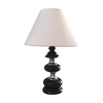 Black wooden lamp chrome braces