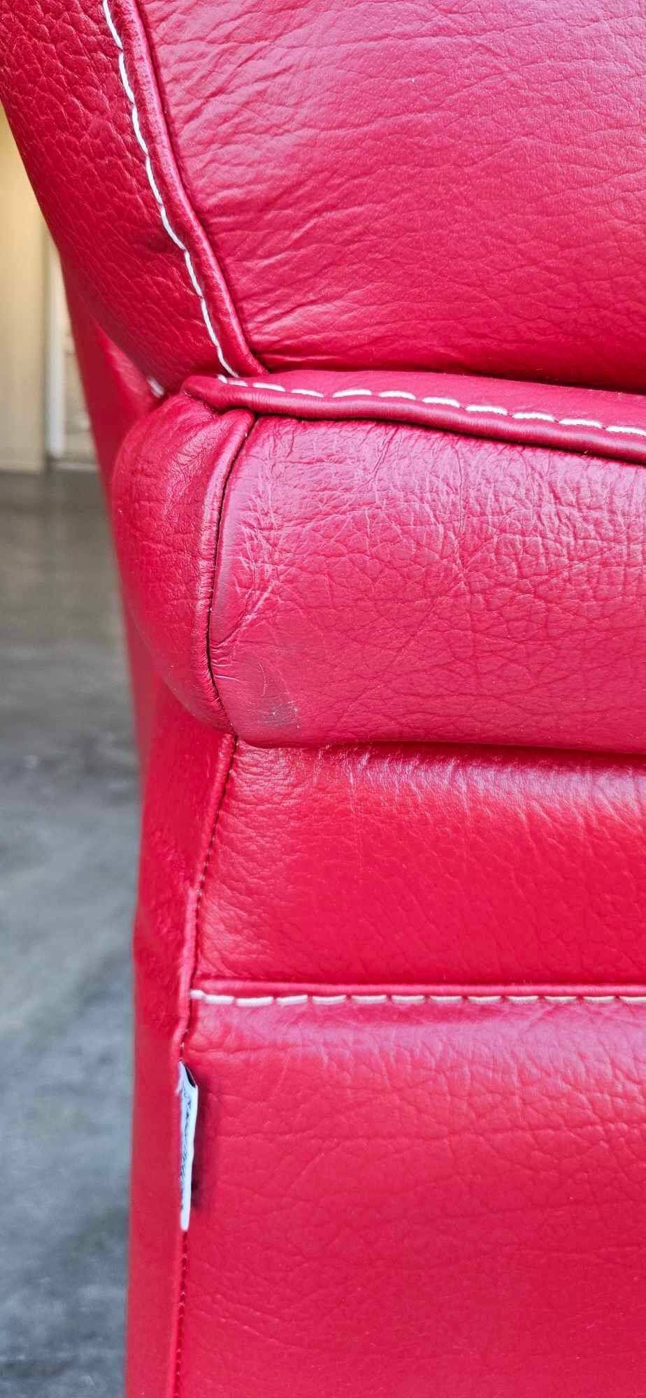 Chateau d'Ax red buffalo leather 3-seater sofa