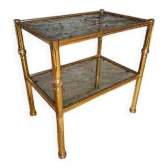 Coffee Table Maison Jansen Style - Brass & Smoked Glass - 1970