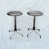 Vintage Brabantia stools in black faux leather and chrome metal – years