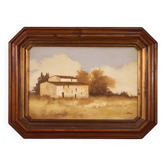 Tableau signé paysage avec une petite maison du 20ème siècle
