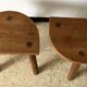 2 tripod oak stools 60s
