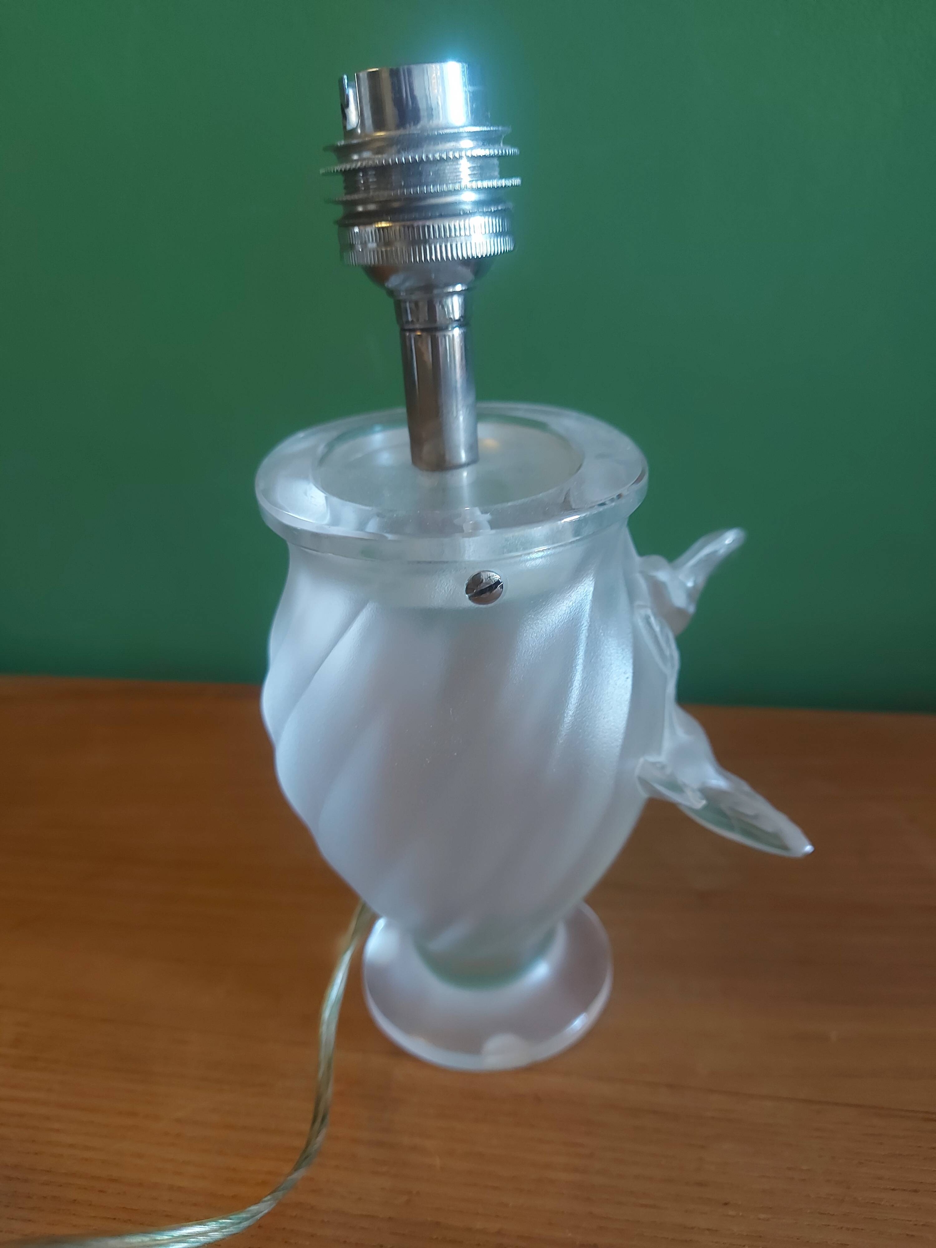 Lalique crystal lamp foot, doves