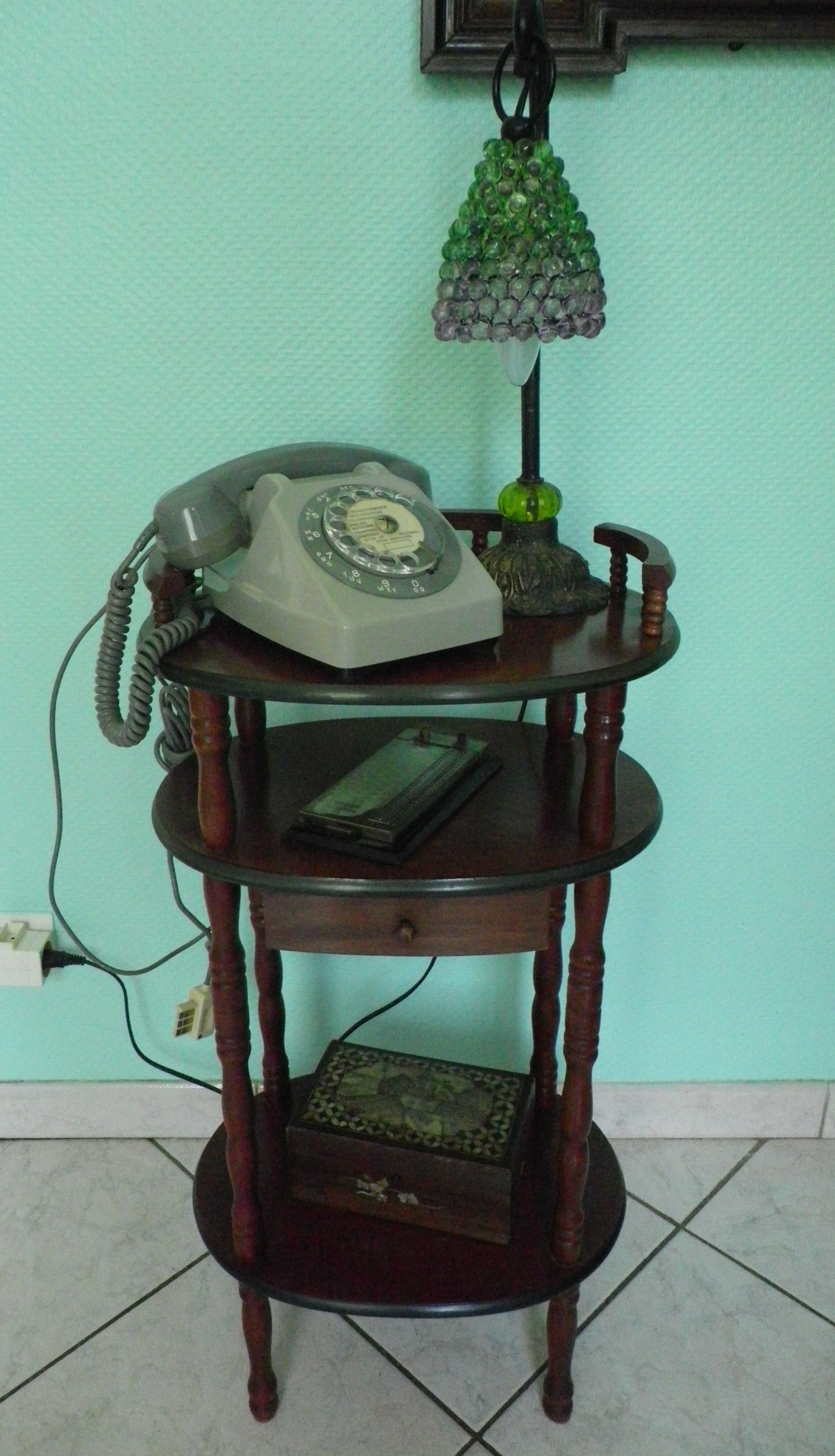 Telephone extra cabinet, wooden, 3 trays, 1 drawer