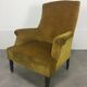 English armchair Napoleon III in mustard yellow velvet