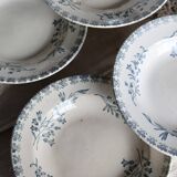 Antique deep plates in ivory and blue ironstone - Manufacture de G