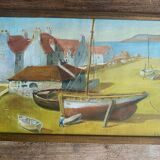 Oil on paper, glass frame