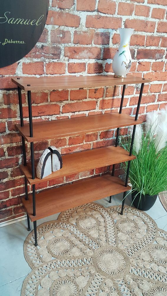 Etagère en bois pied métal