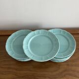15 turquoise ceramic starter/dessert plates, Sarreguemines style